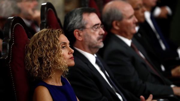 La presidenta del Congreso de los Diputados, Meritxell Batet, junto al presiente del Senado, Manuel Cruz.